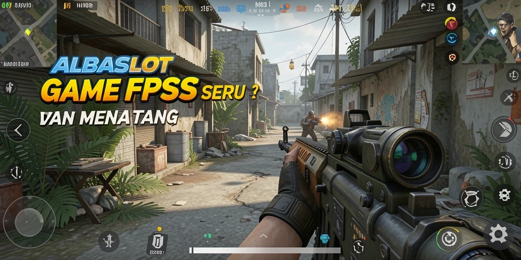 Screenshot gameplay intens dari ALBASLOT dengan aksi menembak seru.