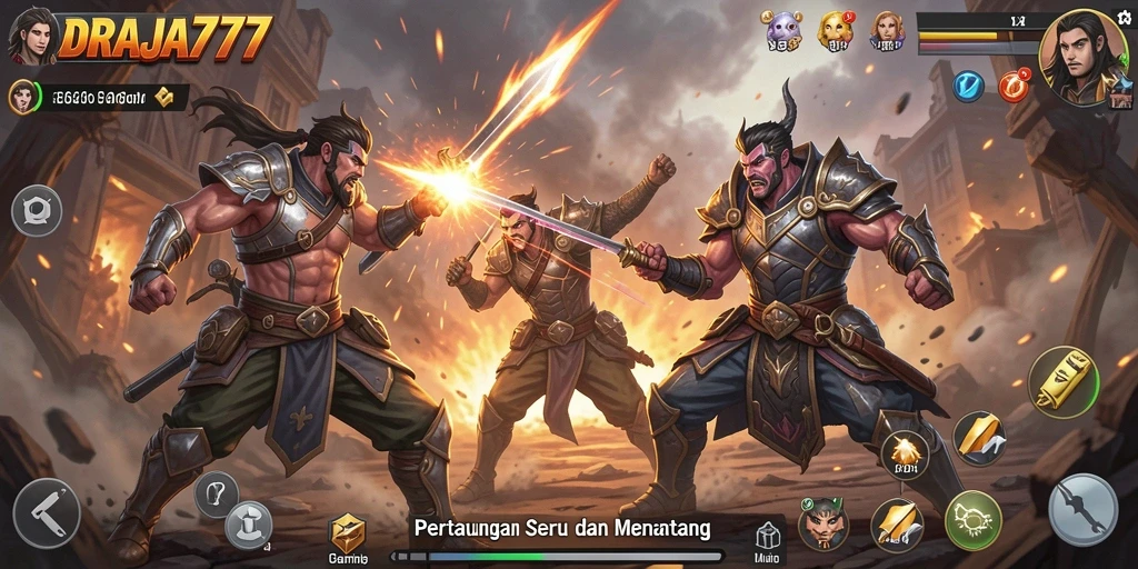 Tampilan gameplay Fighting yang intens dan mendebarkan di DRAJA777.