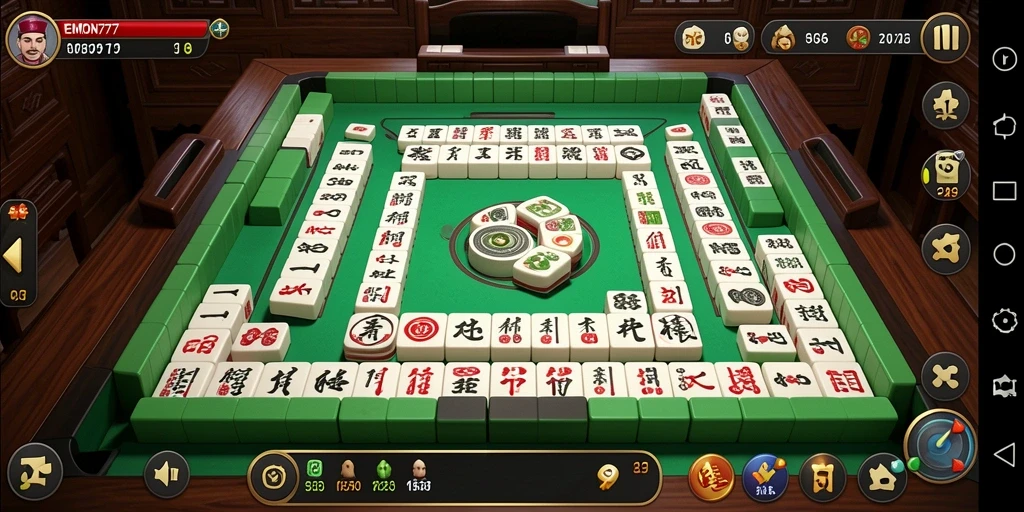 Tampilan gameplay seru di EMON777, nikmati hujan ubin Mahjong.