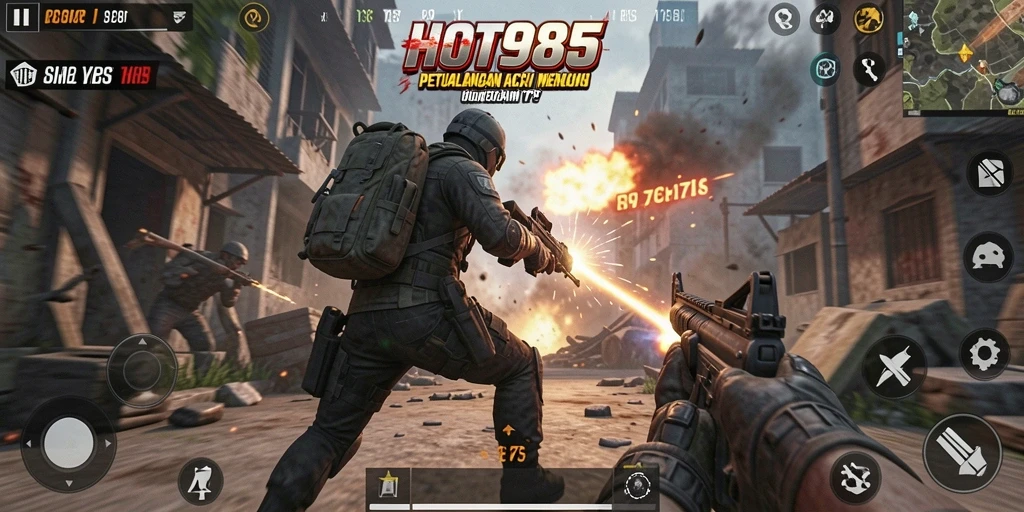 Tampilan gameplay menegangkan HOT985 dalam pertempuran TPS.