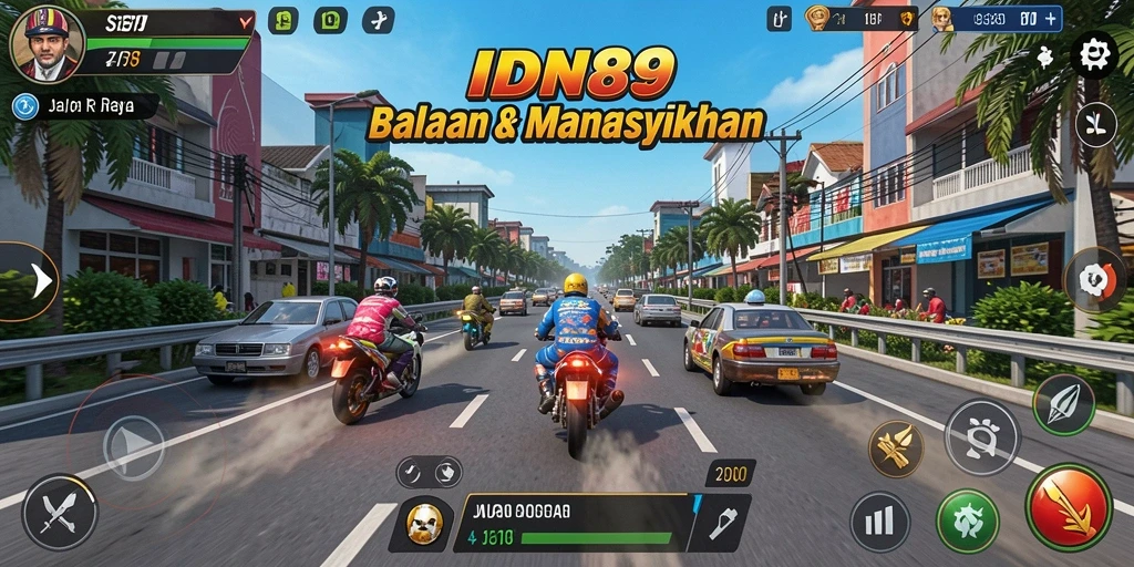 Tampilan gameplay IDN89 yang seru dan mendebarkan di lintasan balap.