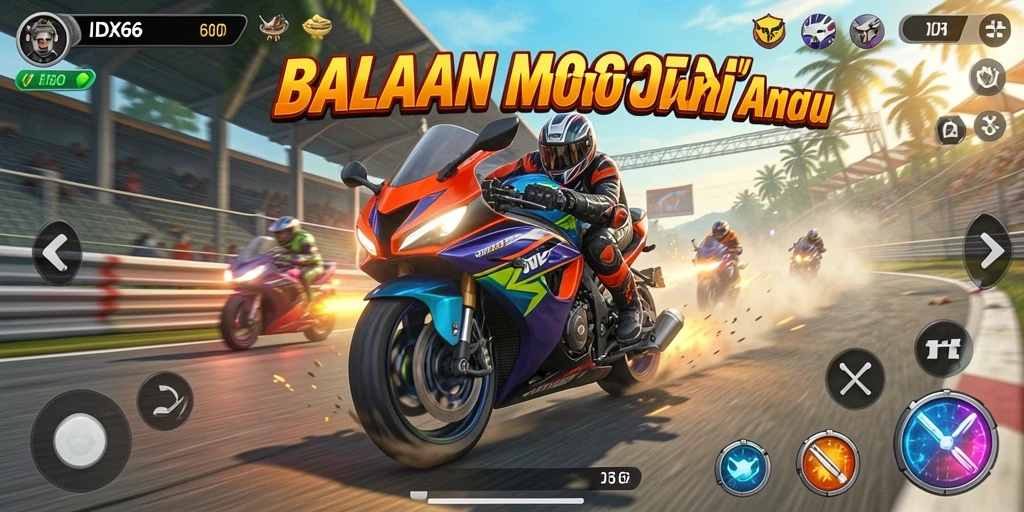 Tampilan gameplay seru dari balapan motor di IDX66.