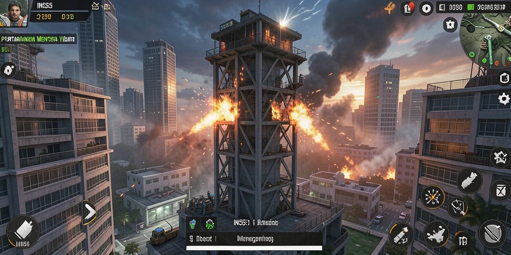 Tampilan menakjubkan dari gameplay Tower Defense INS55.