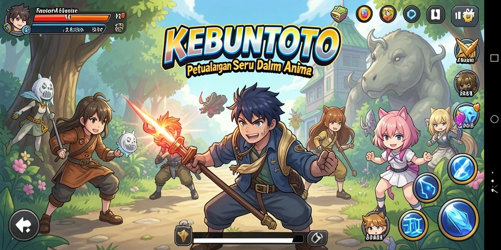 Tampilan gameplay KEBUNTOTO dengan karakter Anime menarik dan grafis yang menawan.