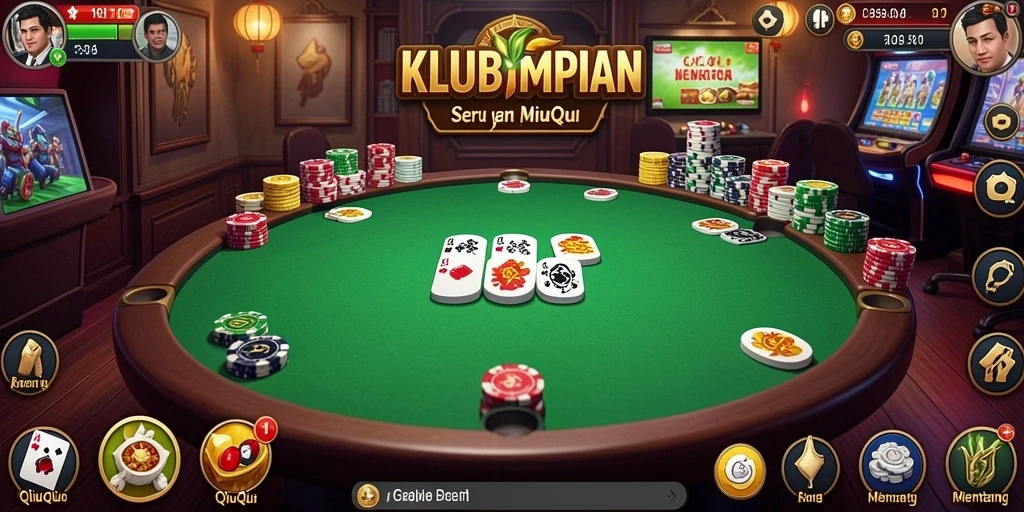 Gameplay seru KLUBIMPIAN yang menampilkan aksi kartu QiuQiu.