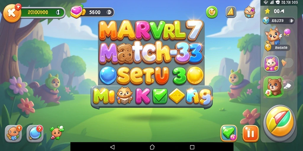 Tampilan gameplay Match-3 yang penuh warna dan menantang di MARVRL77.