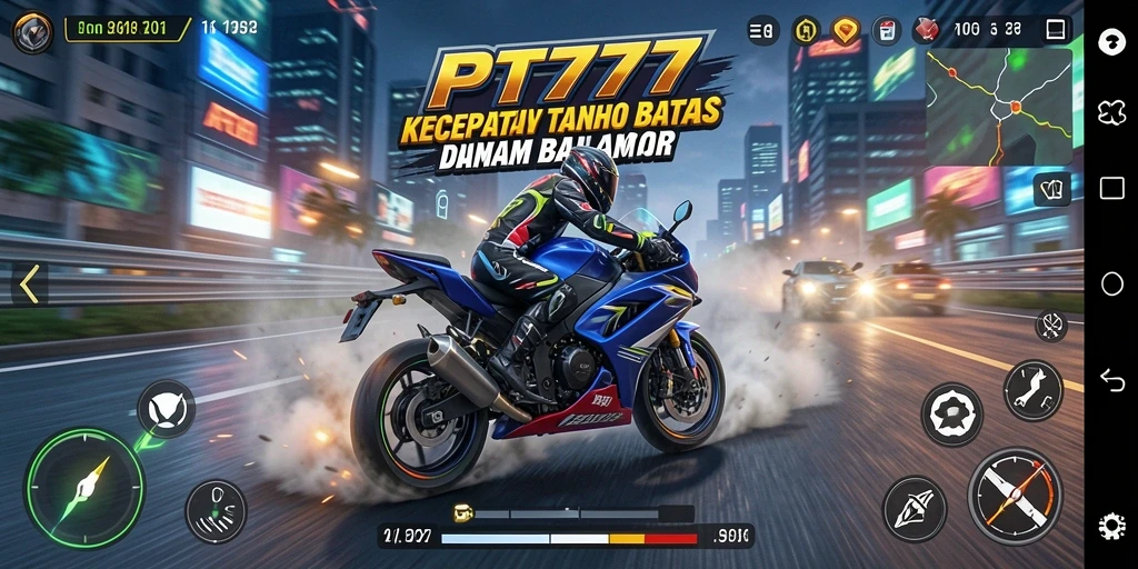 Tampilan gameplay PT777 yang menegangkan dalam balapan motor.