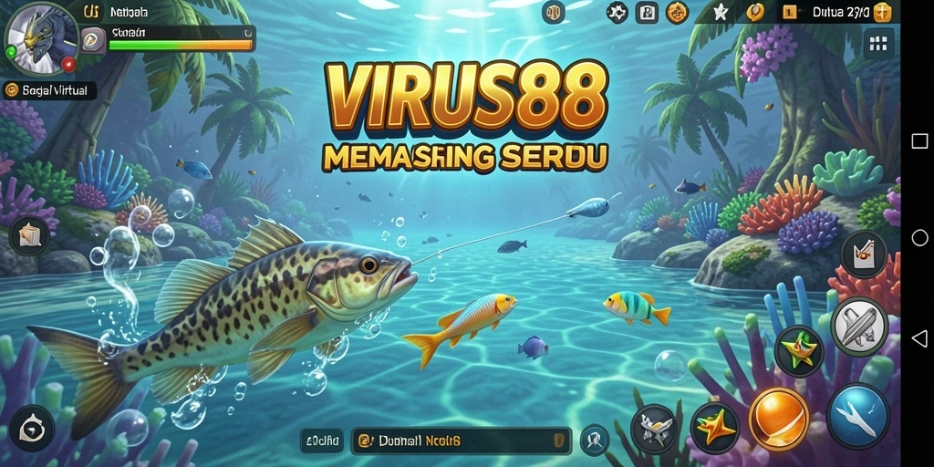 Tampilan gameplay VIRUS88 yang menampilkan serunya memancing ikan.